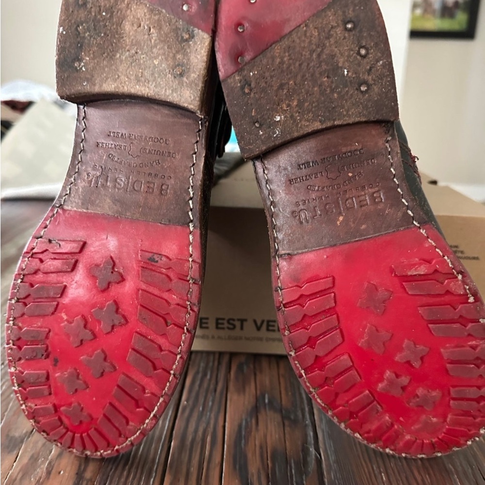 Bed Stu Distressed Black and Brown Leather Boots - Picture 8 of 10